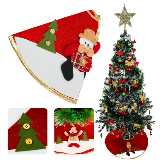 Saia Tapete Árvore De Natal Boneco De Neve 60 Cm Luxo Decoração Base