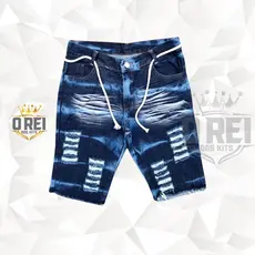 Bermuda Jeans Rasgada Desfiada Destroyed Masculina Tecido De Alta Qualidade e Conforto