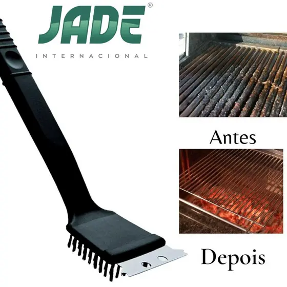 Escova De Aço Para Grelha Churrasqueira Com Raspador 30cm