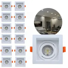 Kit 12 Spot De Embutir Recuado Completo Com Lampada Led Dicroica MR16 Led 36°Soquete Gu10 Spot 360°