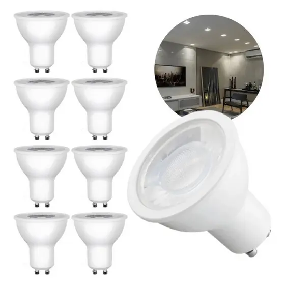 Kit 10 Lâmpada Led Dicroica Gu10 Bivolt Lâmpada Quente/Frio Led Dicroica MR16 Led 4.8w/6w/6,5w