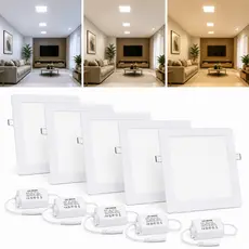 Kit 5 Painel Led Luminaria Plafon 18w Quadrado Embutir 22x22cm Luz Fria Quente Neutro
