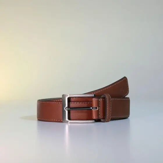 Cinto Masculino Couro com Fivela Quadrada em Metal Níquel Bauarte