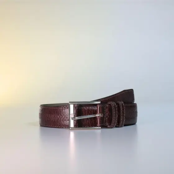 Cinto Masculino Couro Texturizado com Fivela Metal Bauarte