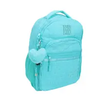 Mochila Escolar em Tecido com Divisórias e Chaveiro Rebeca Bonbon