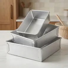 Kit 3 Formas De Bolo Retangular Alta 10 Cm Aluminio Profissional 30x22 + 25x17 + 20x15 cm