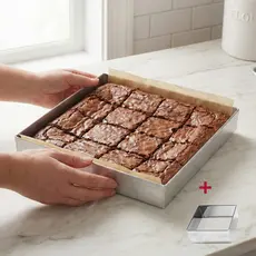 Kit Forma Brownie Alum 30 cm Quadrada Cortador Inox 5 cm