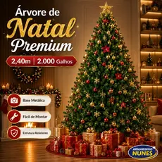 Árvore de Natal Premium Cheia e Volumosa Opções 2,40mt 2000 Galhos - 2,10mt 1650 Galhos - 1,80mt 850 Galhos Árvore
