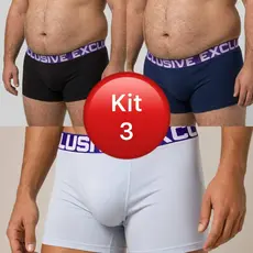 Kit com 3 Cueca Box Boxer Plus Size Adulto de Microlight com Elástico 50 milímetros reforçado.