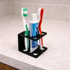 Suporte Porta Escova de Dentes em Acrílico Preto – Organizador de Banheiro Moderno