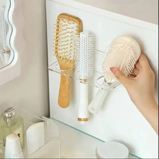Suporte Escova de Cabelo Acrílico Cristal Utilidades Organizadores Quarto Penteadeira Guarda Roupa