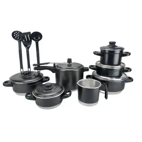 Kit 10 Peças Jogo de Panelas Craqueado Com Panela de Pressão Caneco Leiteira