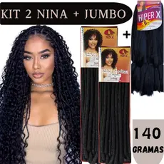 Kit 2 Cabelo Nina Softex Original + 1 Jumbo Super Hiper X Para Tranças Box Braids Boho e Fulani