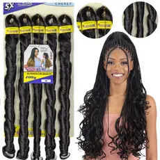 Cabelo Pontas Onduladas Para Trança French Curl Fibra Premium Box Braid Twist 400g 60cm 5x Pacotão Cherey Promoção