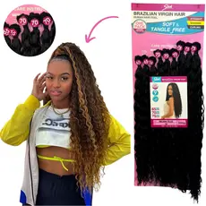 Cabelo Cacheado Selena Plus Rebecca Sleek Human Hair Bio Fibra Em Tela 320gr 75cm