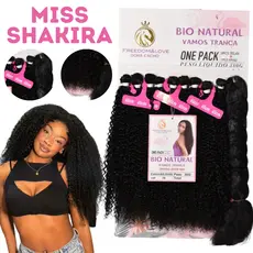 Cabelo Miss Shakira Bio Fibra Cacheado Freedom&Love + Jumbo Braid 65cm 380g Acabamento Premium