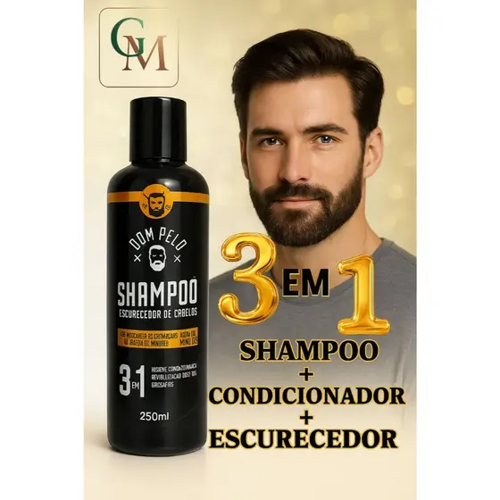 Shampoo e Condicionador e Escurecedor De Cabelos Brancos Grisalhos 3 em 1 250ML  - 01 UNIDADE