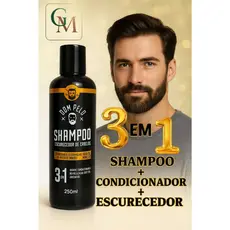 Shampoo e Condicionador e Escurecedor De Cabelos Brancos Grisalhos 3 em 1 250ML  - 01 UNIDADE