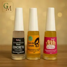 Base Concreto + Base Bomba + Base Casco de Cavalo Unhas Fortes e Resistente 16ml BelVeg