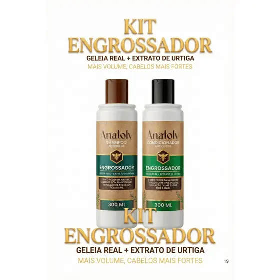 Kit Engrossador Shampoo e condicionador Anatoly Antiqueda 2x300ml