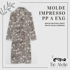 MOLDE EM PAPEL KRAFT DE ROUPÃO COM GOLA PARA COSTURA MODELAGEM DE ROUPA EM PAPEL KRAFT PARA COSTURA