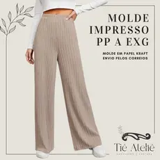 MOLDE EM PAPEL KRAFT DE WIDE LEG PANTALONA PARA MALHA PARA COSTURA MODELAGEM EM PAPEL KRAFT