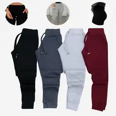 Kit Calça Jogger Ribana Feminina Canelada Básica Estilo Moletom Cintura Alta Veste do 36 ao 44 Cores Sortidas