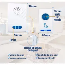 campainha residencial com alcance de 100 metros