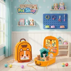 Brinquedos femininos infantil Mochila pet shop cachorro 11 Peças para crianças, Educativo