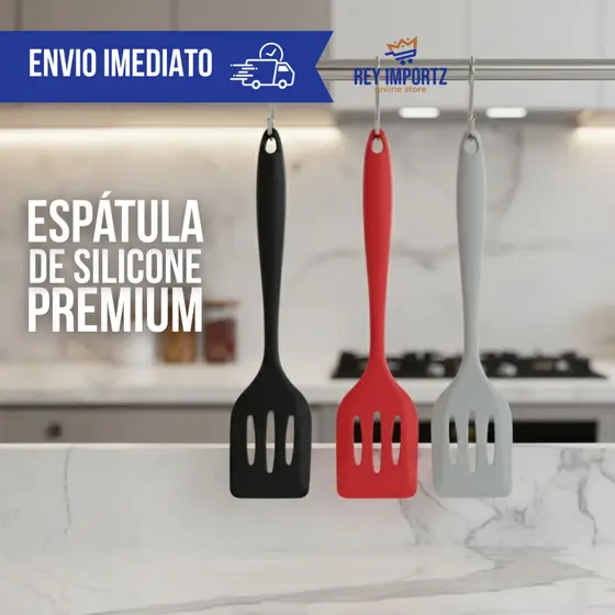 Espátula De Silicone Vazada Fritura 28.5 CM utensílios para cozinha em geral ultensilios de cozinha