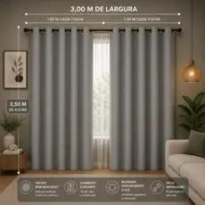 Cortina PREMIUM semi-blackout com bainha  decoração Sala, Quarto, escritório 3,00 X 2,50 Metros oferta relâmpago