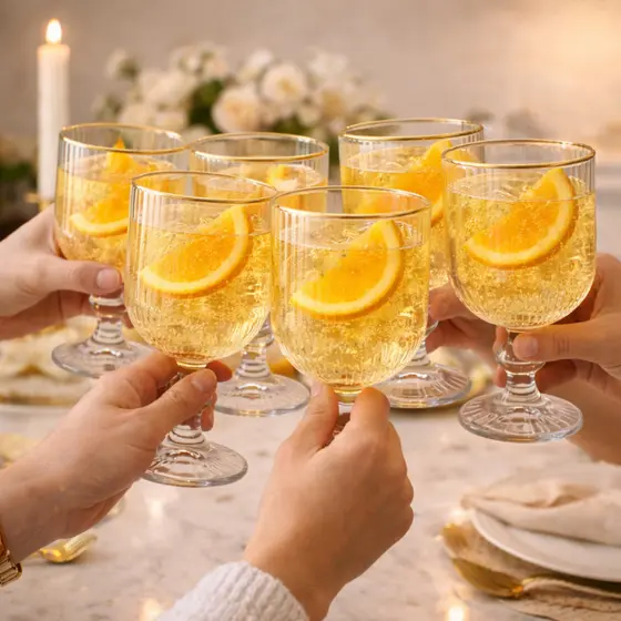 Conjunto kit 6 taças Versalhes vidro 260 ml  luxo para mesa posta sofisticada elegantes para jantar taças para casamento