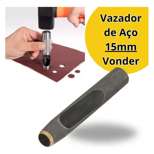 Furador Vazador 15mm Aço Couro Eva Junta Papelao Vonder Vazador De Aço 15mm Manual Cilíndrico