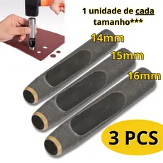 Kit 3 Furador 14,15,16mm Couro Vazador Perfurador Aço Vonder