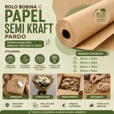 Rolo Bobina Papel Semi Kraft Pardo Embalagem Mascaramento 30cmx50m 45cmx50m 60cmx50m 90cmx50m