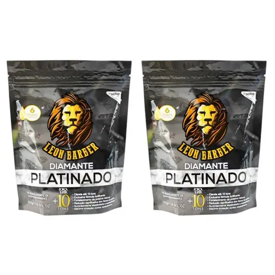 KIT Pó Descolorante Platinado 300G - LEON BARBER (2 unidades)