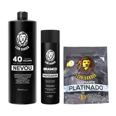 Kit Pó Descolorante Platinado + Matizador Branco 250ml + Água Oxigenada 40 Vol 900ml – Leon Barber
