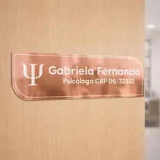 Placa Porta Personalizada com Logo Acrílico Espelhado Luxo Sinalização Decorativa Empresa Escritório