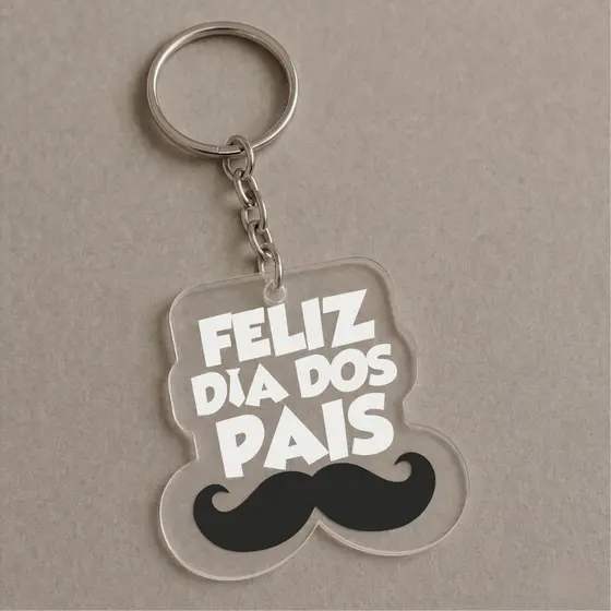 Kit 100 Chaveiros Acrílico Cristal Feliz Dia Dos Pais Lembrancinha Presente Família