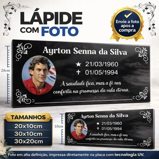 Placa de Lápide Personalizado Acrílico Foto Túmulo Jazido Cemitério Homenagem Memorial