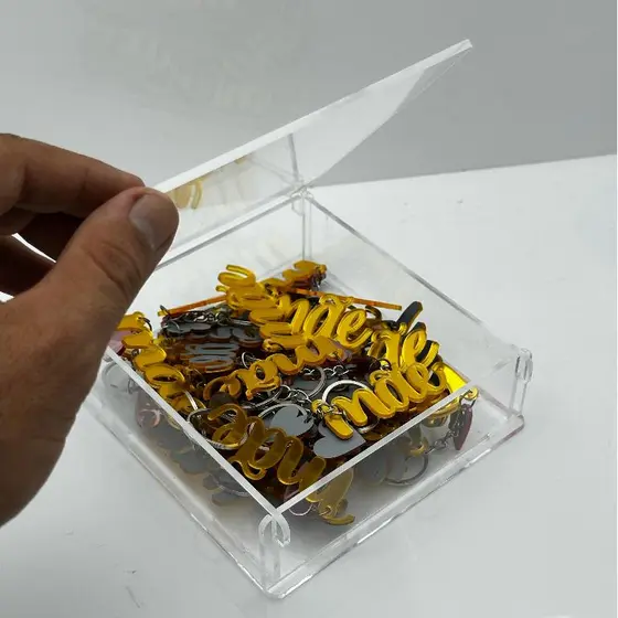 Caixa Organizadora Porta Guardanapo Acrílico Cristal 15x15 Tampa Flip Caixinha Multiuso Transparente