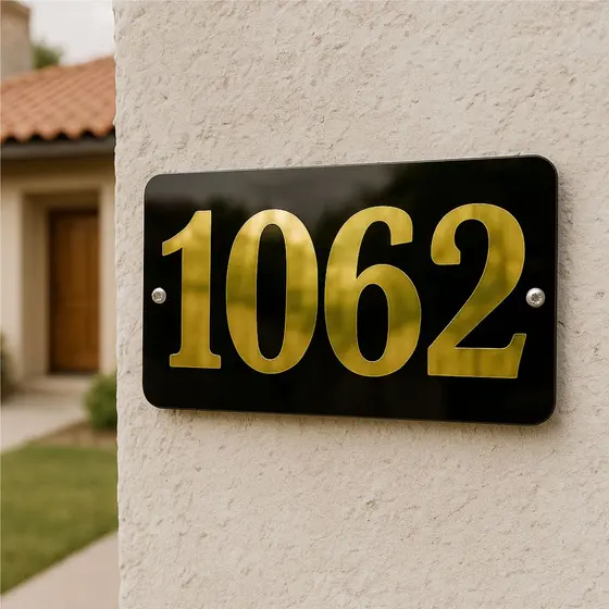 Placa Número Casa Acrílico Personalizado Endereço Fachada Placa Residencial Moderna Luxo