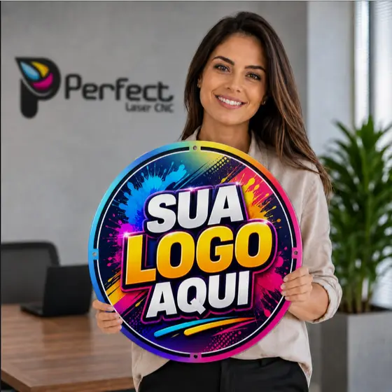 Placa  Decorativa Painel Personalizada Redondo Acrílico Loja Empresa Logo Propaganda