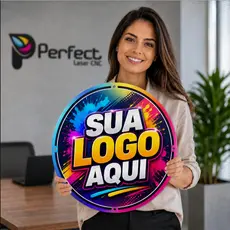 Placa Decorativa Painel Personalizada Redondo Acrílico Loja Empresa Logo Propaganda