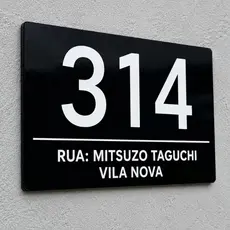 Placa Número Casa Acrílico Personalizado Endereço Fachada Placa Residencial Moderna UV Resistente