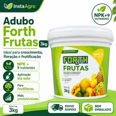 Fertilizante Forth Frutas Balde 3kg para Frutíferas Crescimento Floração Nutrição e Frutificação NPK+9