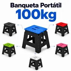 Banquinho Dobrável 100kg Compacto Portátil Plástico Reforçado Camping Pesca Multifuncional Resistente