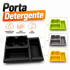 Porta Detergente com Dispenser Porta Esponja e Bucha Organizador de Pia Cozinha Compacto Multiuso