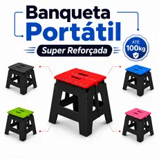 Banquinho Dobrável 100kg Retrátil PP Reforçado Portátil Camping Pesca Praia Compacto Resistente