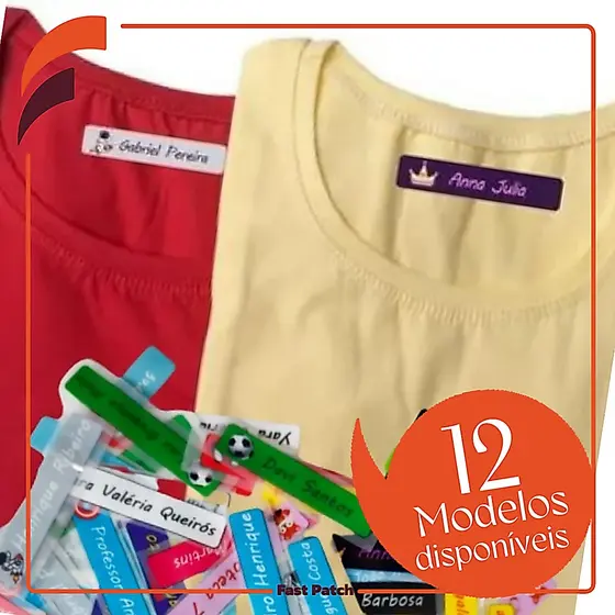 50 Etiquetas Termocolante 5x1cm Uniforme Escolar Personalizada a Prova de Água para Tecidos e Bolsas